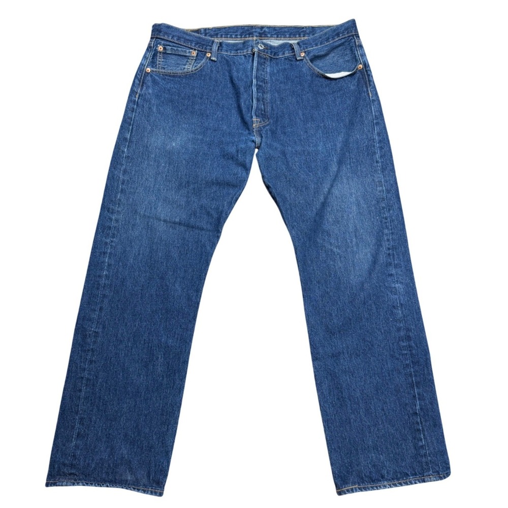 Levis 501 Original Fit Button Fly Straight Leg Blue Jeans Mens 40x30 Denim